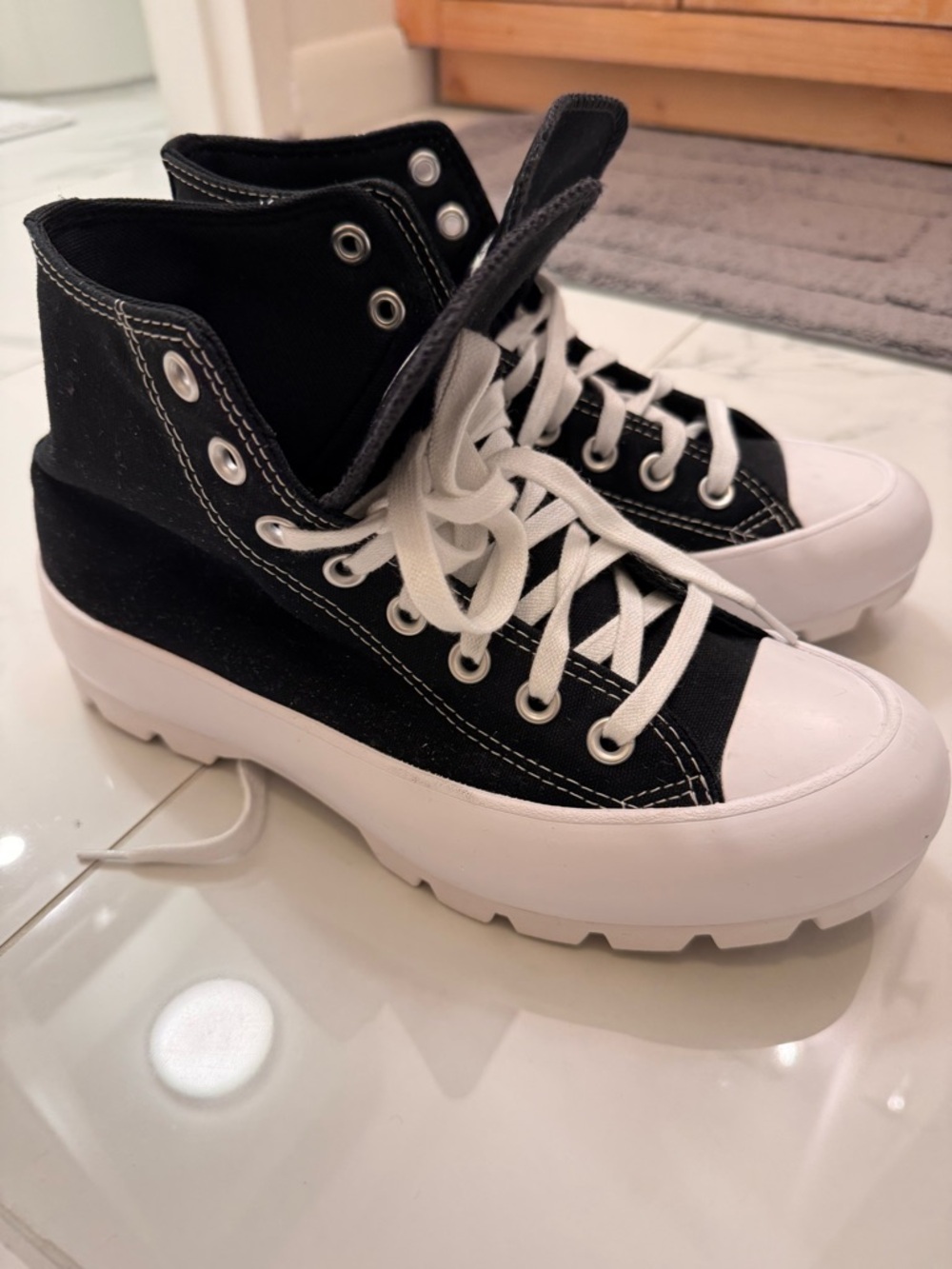 Converse Black High-Top All Star Sneakers with White Sole